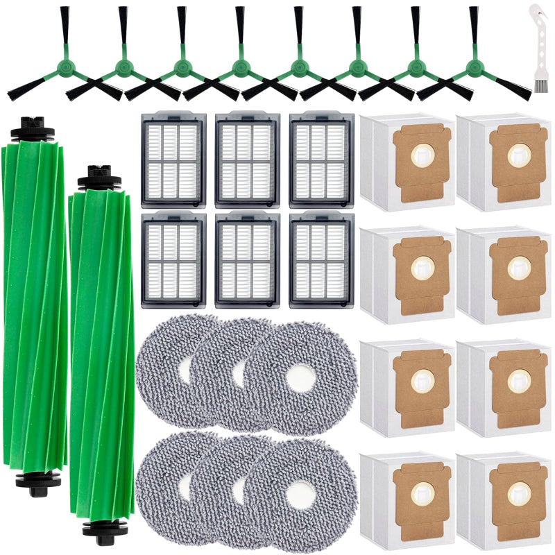 MalhSlix Replacement Parts Accessories Kit for iRobot Roomba Plus 505 Combo 405 Combo Robot Vacuum Cleaner, 2 Roller Brush, 6 Mop Pads, 6 Filters, 8 Side Brush, 8 Vacuum Bags - Image 1
